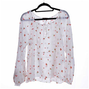Dixie white floral embroidered blouse sz M
